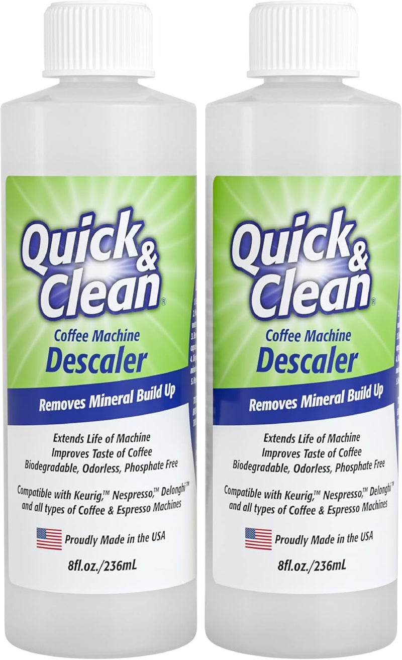 QUICK CLEAN 2-Pack Descaler (4 Total Uses) - Made in the USA - Descaling Solution for Keurig, Nespresso, Ninja, Delonghi, Coffee and Espresso Machines - Image 1
